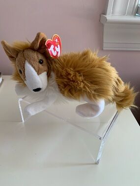 NWT Beanie Baby Ty Cassie Collie Dog Stuffed Animal 2000 Vintage Tan White Y2K